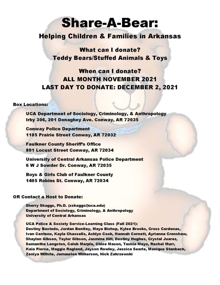 Share-a-Bear Collection Box Available (11/22/2021) - Press Releases -  Faulkner County Sheriff's Office
